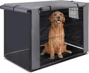 img 4 attached to 🐶 Water-Resistant Pet Dog Kennel Crate Cover: Designed for 42 Inch Double Door Wire Cage in Large Medium Size, Suitable for Indoor and Outdoor Use - Kennel Not Included