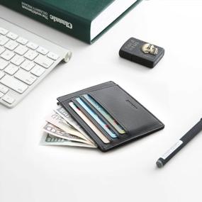 img 4 attached to Slim RFID Wallet For Men - Minimalist Front Pocket Credit Card Holder