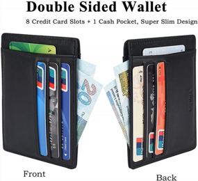 img 3 attached to Slim RFID Wallet For Men - Minimalist Front Pocket Credit Card Holder