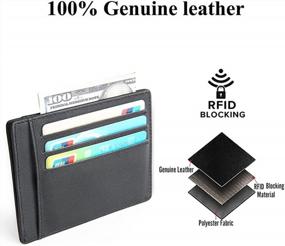 img 2 attached to Slim RFID Wallet For Men - Minimalist Front Pocket Credit Card Holder