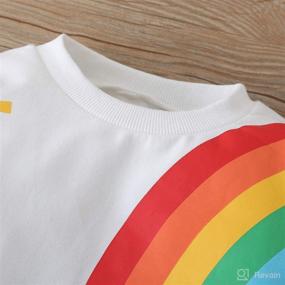 img 3 attached to 🌈 YHLZBNH Toddler Cotton Rainbow Sweatshirt - Warm Patchwork Unisex Pullover for Kids - Casual T-Shirt for Fall Winter Tops