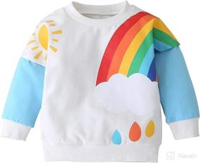 img 4 attached to 🌈 YHLZBNH Toddler Cotton Rainbow Sweatshirt - Warm Patchwork Unisex Pullover for Kids - Casual T-Shirt for Fall Winter Tops