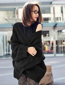img 1 attached to Women'S Long Sleeve Oversized Knitted Open Front Cardigan Sweater LA8