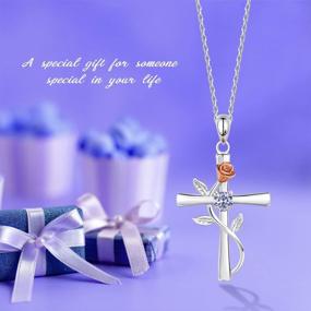 img 3 attached to BlingGem Sterling Silver Birthstone Cross Necklace - 12 Months Of Stunning Cubic Zirconia Pendants - The Perfect Anniversary Or Birthday Gift For Her!