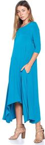 img 2 attached to 👗 High-Quality USA-Made 12 Ami Solid Maxi Dress with Pockets (S-3X): Comfortable 3/4 Sleeve & Loose Fit!