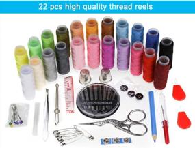 img 3 attached to Complete Professional Sewing Kit With 22 Spools Of Thread, Organizer, Scissors, Needles, And More - Perfect For Beginners Or Emergency Situations - Ideal Mother'S Gift