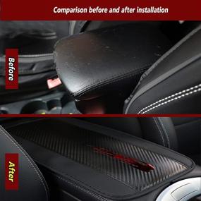 img 1 attached to 🚗 XEMINAN Waterproof Carbon Fiber Leather Pattern Armrest Box Cushion - Universal Fit for Four Seasons, Car Armrest Seat Cover with Central Control Seat Cushion (Red)