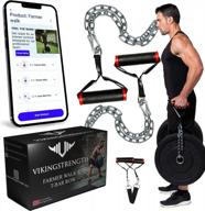 pair of vikingstrength farmers walk handles, strongman equipment + t-bar row handles & viking press attachment for v-strength workout app. logo