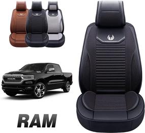 img 4 attached to 🚗 Oasis Auto 2009-2022 RAM 1500 2500 3500 Custom Fit Seat Covers | Faux Leather Tailor fit Seat Cover for RAM Pick-up Truck (Ram-08 Full Set, Black)