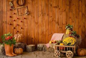 img 2 attached to Rustic Thanksgiving Day Photography Background - HUAYI W-4267 Autumn Backdrop With Wood Wall, Flowers & Pumpkins.