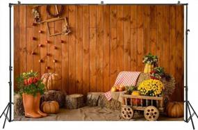 img 3 attached to Rustic Thanksgiving Day Photography Background - HUAYI W-4267 Autumn Backdrop With Wood Wall, Flowers & Pumpkins.