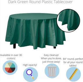 img 3 attached to Premium Dark Green Plastic Round Tablecloth - 12 Pack (84-Inch) - Exquisite Quality For Any Occasion