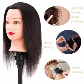 img 3 attached to HAIREALM Human Hair Cosmetology Mannequin Head With Table Clamp Stand - Ideal For Hair Styling Training And Practice - 18 Inch Premium Quality HA0212P