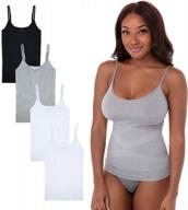 4-pack slim-fit shaping camisoles by rene rofe - compression camis for tummy and waist control - v-neck, scoop neck, and open bust designs logo