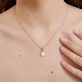 img 1 attached to Потрясающее ожерелье с подвеской из белого огненного опала: идеальный подарок для женщин и девочек