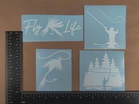 img 2 attached to White Fly Fishing Decal 4 Pack: Fly Life, Angler Silhouette, Fly Fisherman, Detailed Fly - Small Size ~3.5 inches