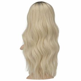 img 1 attached to Ombre Blonde Wig For Women 22 Inch Dark Roots Curly Wavy Full Synthetic Hair Extensions Natural Look Middle Parting Daily Party Wear