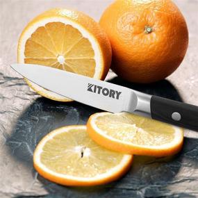 img 1 attached to Kitory Utility Knife, 5 Inch Fine-Edge Kitchen Knife, Sharp German High Carbon Stainless Steel, Full Tang Pakkawood Handle With Gift Box - Metadrop Series