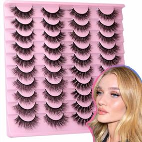 img 4 attached to 20 Pairs 4 Styles Faux Mink Lashes - Natural Look False Eyelashes For Fluffy Wispy Soft Fake Cat Eye By Lanflower