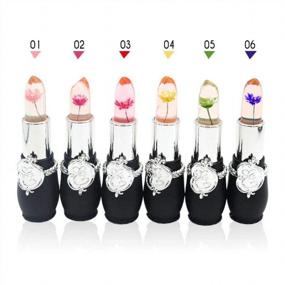 img 2 attached to Crystal Flower Jelly Lipstick 6-Pack - Long Lasting Nutritious Lip Balm, Moisturizing Lips With Magic Temperature Color Change Lip Gloss (Black)