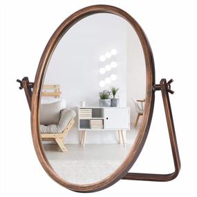 img 4 attached to Vintage Bronze Makeup Mirror-Desk With 360° Adjustable Rotation For Dressing Table, Bedroom, Bathroom - Geloo Vanity Tabletop Mirror, Antique Desktop Mirror 11.8'' X 9.8''