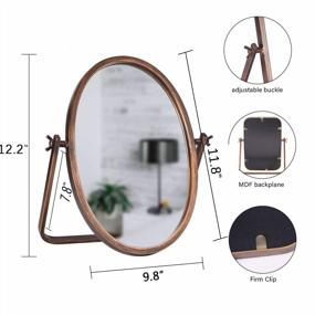 img 3 attached to Vintage Bronze Makeup Mirror-Desk With 360° Adjustable Rotation For Dressing Table, Bedroom, Bathroom - Geloo Vanity Tabletop Mirror, Antique Desktop Mirror 11.8'' X 9.8''