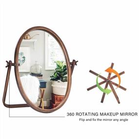 img 2 attached to Старинное бронзовое зеркало-стол для макияжа с регулируемым вращением на 360 ° для туалетного столика, спальни, ванной комнаты - настольное зеркало Geloo Vanity, антикварное настольное зеркало 11,8 '' X 9,8 ''