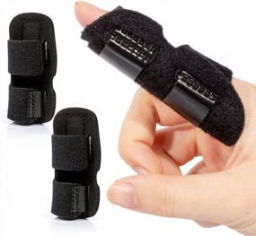 img 4 attached to Welnove Finger Splint, 2 шт. распорки для пальцев молотка, триггерного пальца, сломанного пальца, стабилизатора пальца для выпрямления и обеспечения поддержки указательного пальца, среднего пальца, безымянного пальца - черный