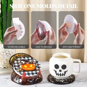 img 1 attached to 4Pcs Halloween Coaster Resin Molds With 1Pc Fangs Stand Storage Mold For Epoxy Casting, Home Decoration