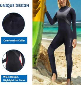 img 3 attached to Women'S 1.5Mm Neoprene Full Wetsuit With Back Zipper UV Protection For Swimming Diving Surfing Kayaking Snorkeling