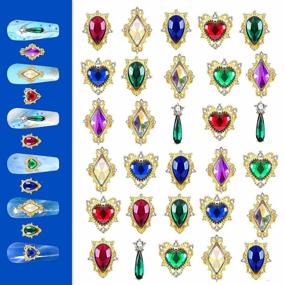 img 4 attached to 3D Nail Charms, Chrome Hearts Crystals Diamonds Metal Alloy Gold Rhinestone DIY Crafts Decorations