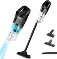 sowtech rechargeable cordless vacuum cleaner: lightweight handheld with cyclonic suction, stainless steel filter & 16 accessories - black logo