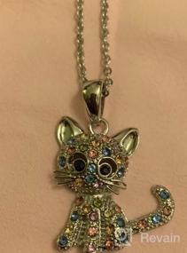 img 6 attached to 💎 Sparkly Silver Tone Rainbow Crystal Cat Pendant Necklace - Perfect Cat Lover Gift for Women, Teen Girls and Daughters!