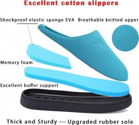 img 3 attached to Comfortable Memory Foam Slippers For Women And Men With Non-Slip Rubber Soles - Perfect House Shoes For Couples From OKBA