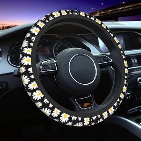 img 4 attached to Floral Daisy Steering Wheel Covers 15 Inch Anti-Slip And Sweat-Absorption Fashionable Anti Slip Cute Flower Steering Wheel Cover For Women &Amp
