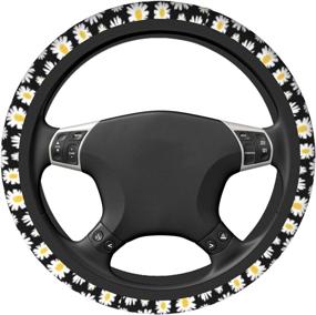 img 2 attached to Floral Daisy Steering Wheel Covers 15 Inch Anti-Slip And Sweat-Absorption Fashionable Anti Slip Cute Flower Steering Wheel Cover For Women &Amp