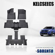 🚗 high-quality waterproof rubber car mats for kia sorento 6/7 seat 2021 2022 - all weather guard, odorless tpe, heavy duty front, rear, and 3rd row mat accessories - black logo