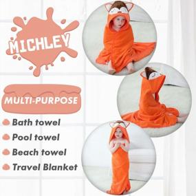 img 3 attached to Adorable Fox Hooded Baby Towel For Girls And Boys - Premium Cotton Absorbent Bathrobe For Toddlers By MICHLEY