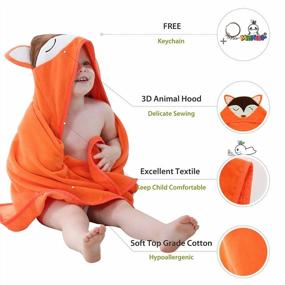 img 2 attached to Adorable Fox Hooded Baby Towel For Girls And Boys - Premium Cotton Absorbent Bathrobe For Toddlers By MICHLEY
