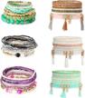 bohemian beaded bracelet set for women girls - 6 sets multicolor stretch stackable bracelets logo