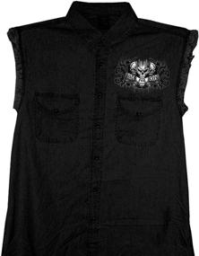 img 3 attached to Search-Optimized: Sleeveless Denim Shirt with Black Ride or Die Skull Print by Hot Leathers