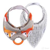 🦊 dr. brown's super soft & absorbent baby bandana bib with snap-on teether, 3m+, 2-pack, fox & stripes - enhance your baby's comfort and style! logo