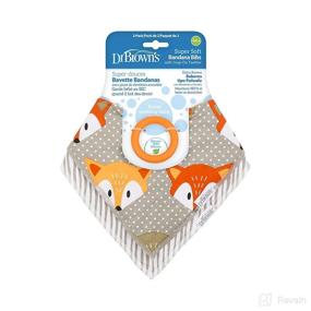 img 3 attached to 🦊 Dr. Brown's Super Soft & Absorbent Baby Bandana Bib with Snap-On Teether, 3m+, 2-Pack, Fox & Stripes - Enhance Your Baby's Comfort and Style!