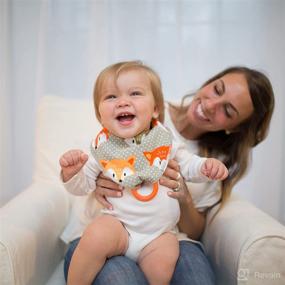 img 2 attached to 🦊 Dr. Brown's Super Soft & Absorbent Baby Bandana Bib with Snap-On Teether, 3m+, 2-Pack, Fox & Stripes - Enhance Your Baby's Comfort and Style!