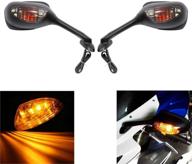 🏍️ black motorcycleturn signal mirrors rear view side integrated light compatible with gsxr600 gsxr750 gsxr 600 750 2006-2018, gsxr1000 gsxr 1000 2002-2017, sv650 sv650s 2003-2008, sv1000 sv1000s 2003-2007 логотип