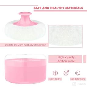 img 1 attached to 🏻 7 Baby Puff Refills + 1 Empty Plastic Puff Box – Soft Velvety After-Bath Puff Container with Hand Holder for Gentle Baby Care of Face and Body (Pink)