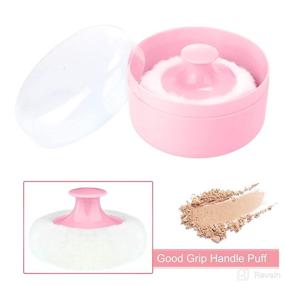 img 3 attached to 🏻 7 Baby Puff Refills + 1 Empty Plastic Puff Box – Soft Velvety After-Bath Puff Container with Hand Holder for Gentle Baby Care of Face and Body (Pink)