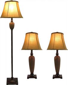 img 1 attached to 🔨 Elegant Designs LC1000-HBZ 3-Piece Lamp Set in Hammered Bronze Finish