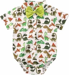 img 4 attached to Formal Short Sleeve Rompers For Infant Boys: Bagilaanoe Gentlemen Clothes Dress Shirt Bodysuits, Perfect One Piece Outfits For 3-24 Month Olds
