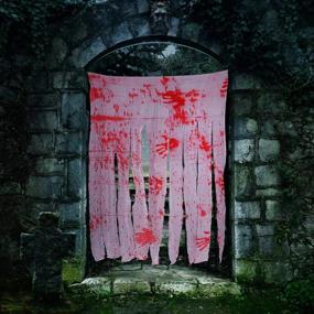 img 2 attached to Spookify Your Halloween With Bloody Creepy Cloth Decorations: 2 Doorway Curtains + 1 Giant Table Cover For Haunted Parties And Outdoor Decorations